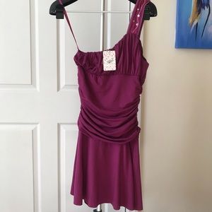 New! Free People Purple One Shoulder Mini Dress